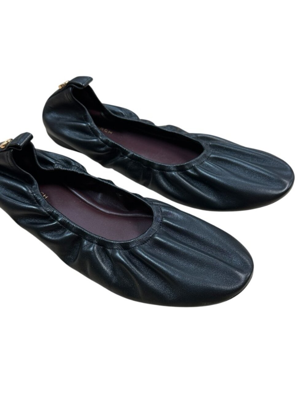 Tory Burch Eddie Black Leather Ballet Flats Size 7.5 - Picture 2 of 7